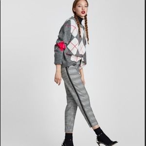 ZARA Chino plaid trousers with side stripe Small  Mid-rise